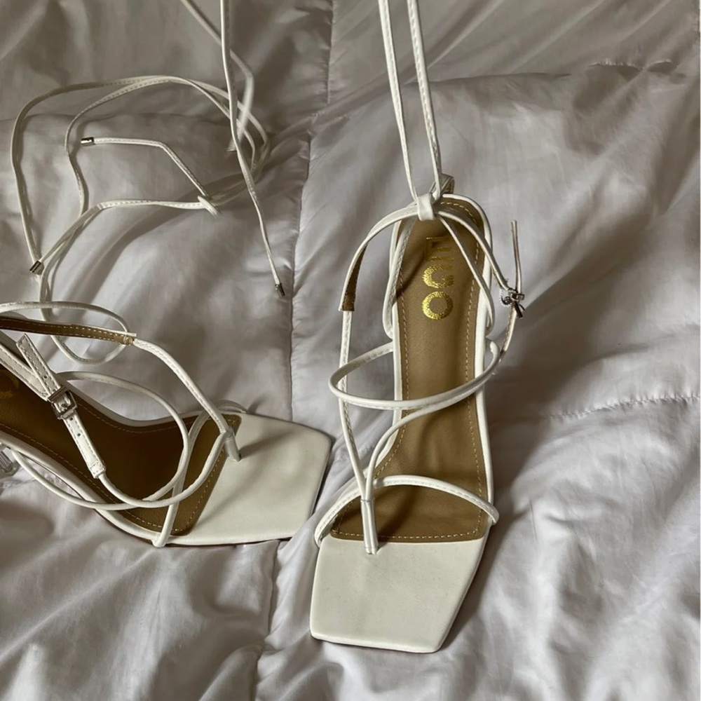 ego official white lace up heels
